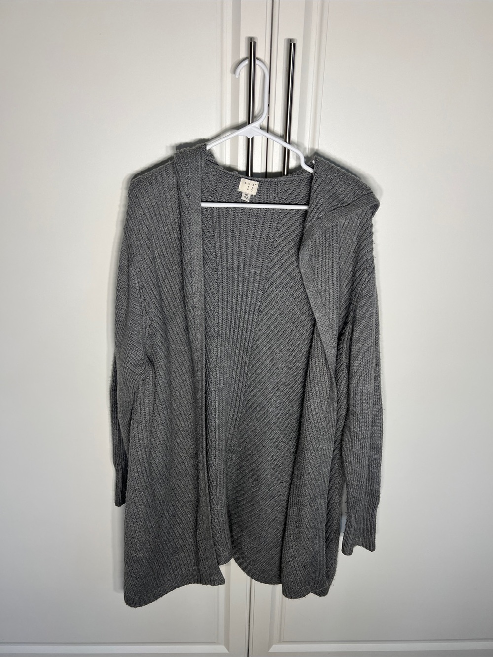 Cozy Hooded Open-Front Sweater Cardigan - Gray